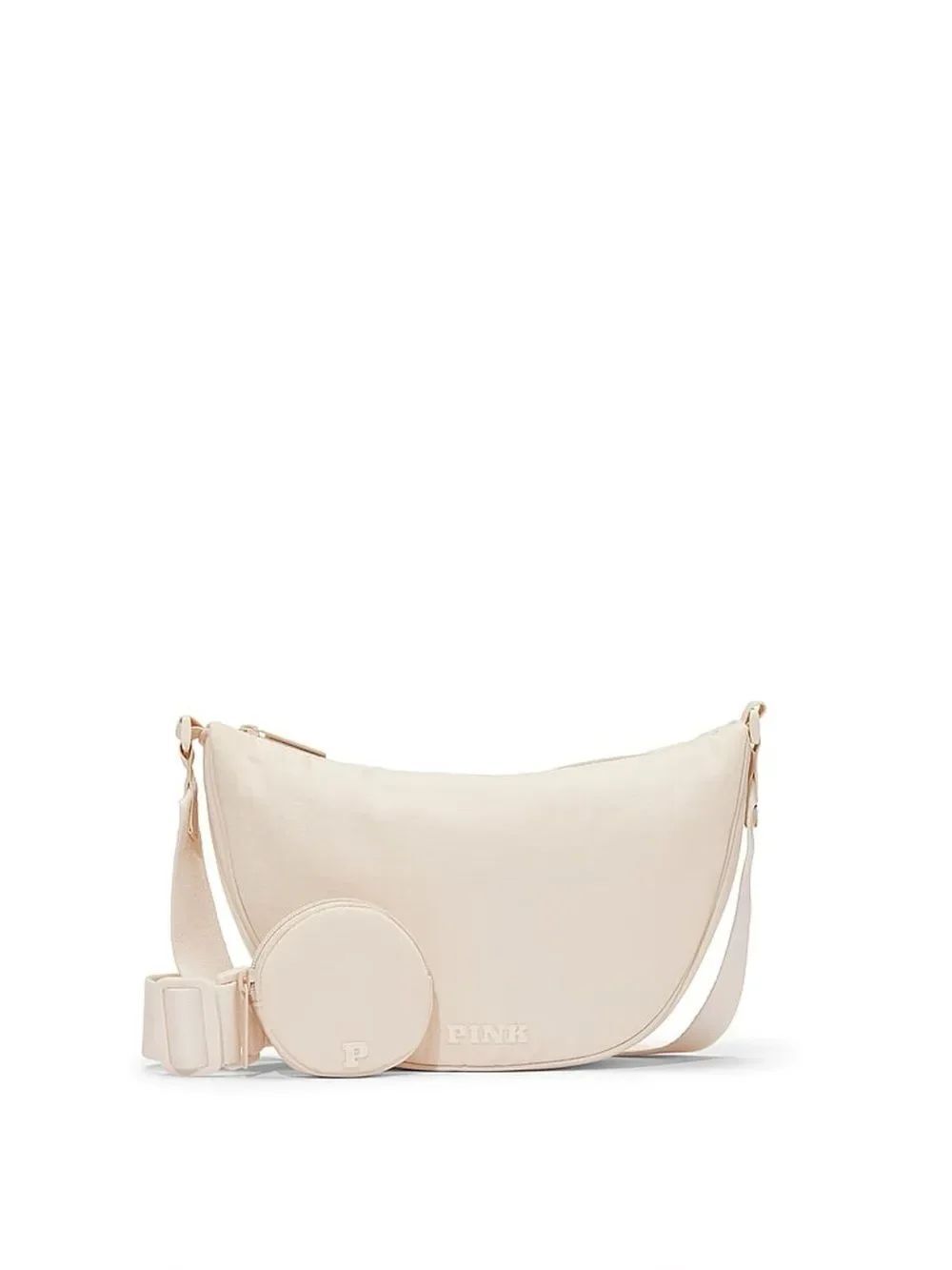 Victorias Secret Pink White Shell Crescent Crossbody Bag